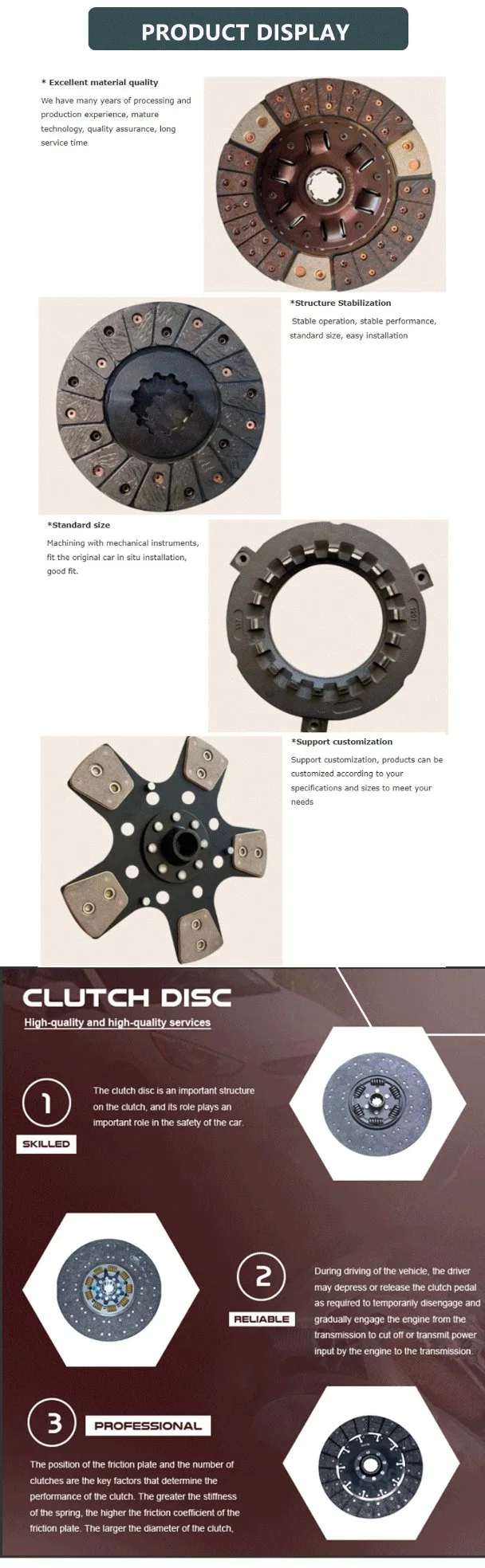 Factory Manufacturer High Quality Truck Spare Parts Clutch Disc 8-97368063-0